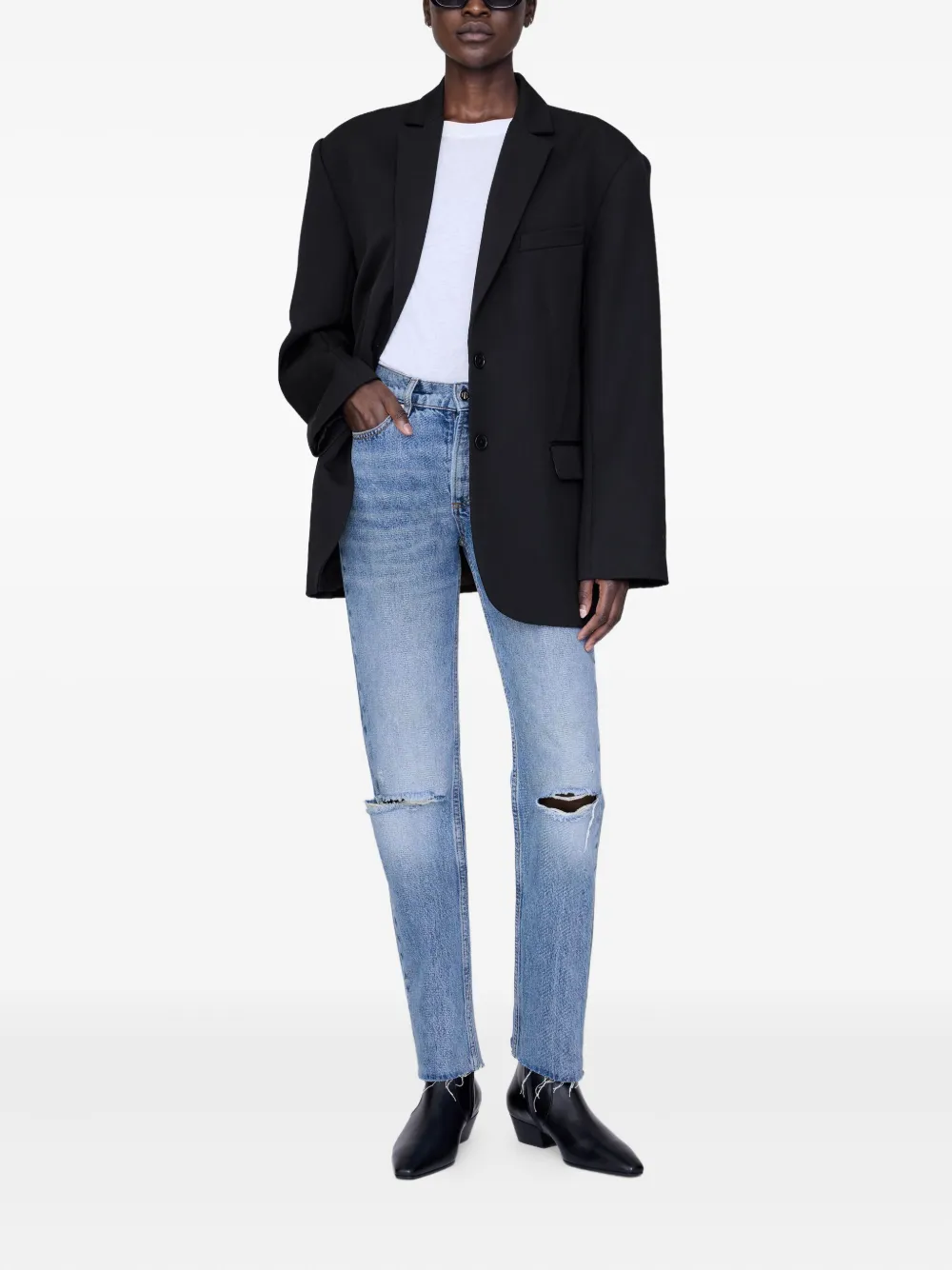 ANINE BING Laarzen met puntige neus en lage hak Zwart