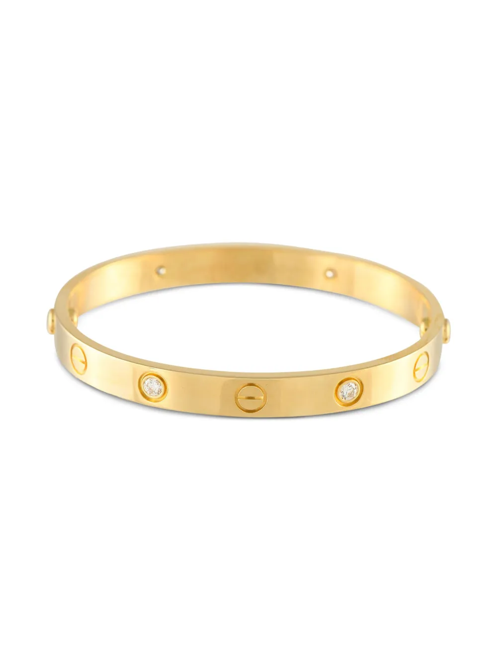 Pre-owned Cartier 18k Yellow Gold Diamond Screw Bracelet