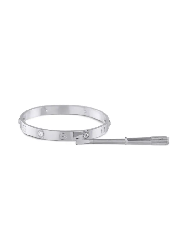 Cartier 18kt White Gold Love Diamond Bracelet Silver FARFETCH UK
