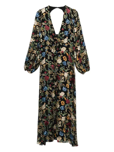 alice + olivia floral-print puff-sleeves asymmetric day dress