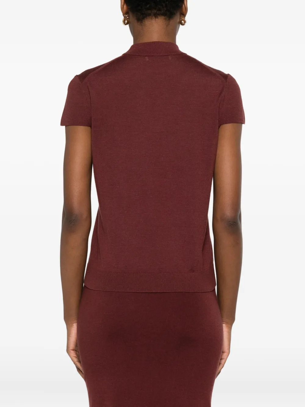 Dorothee Schumacher Essential Ease T-shirt met korte mouwen en hoge hals Rood