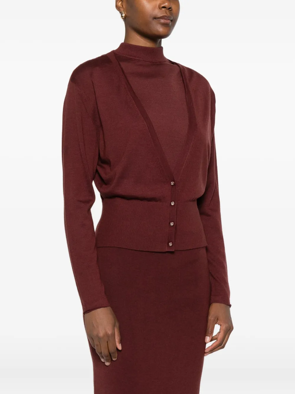 Dorothee Schumacher Button-front V-neck Cardigan In Brown
