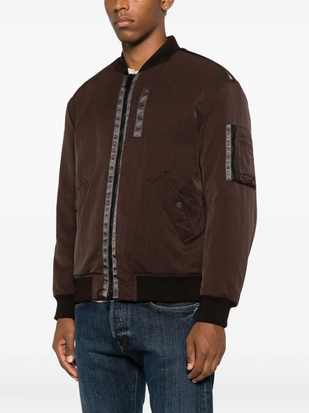 Dondup Striped-panel Bomber Jacket In Brown