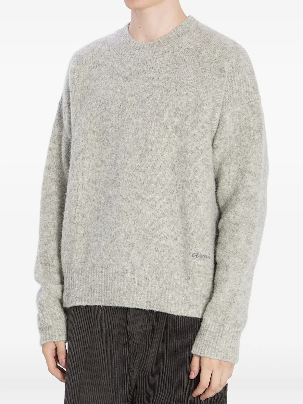 Ami Alexandre Mattiussi Ami Paris Men Sweater In Alpaca E Lan In Gray