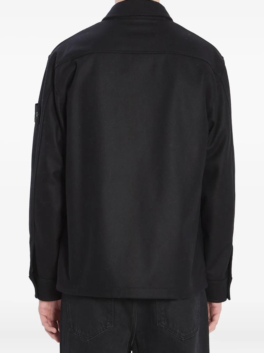 Stone Island Wool Blend Shirt With Chest And Flap Pockets In Black