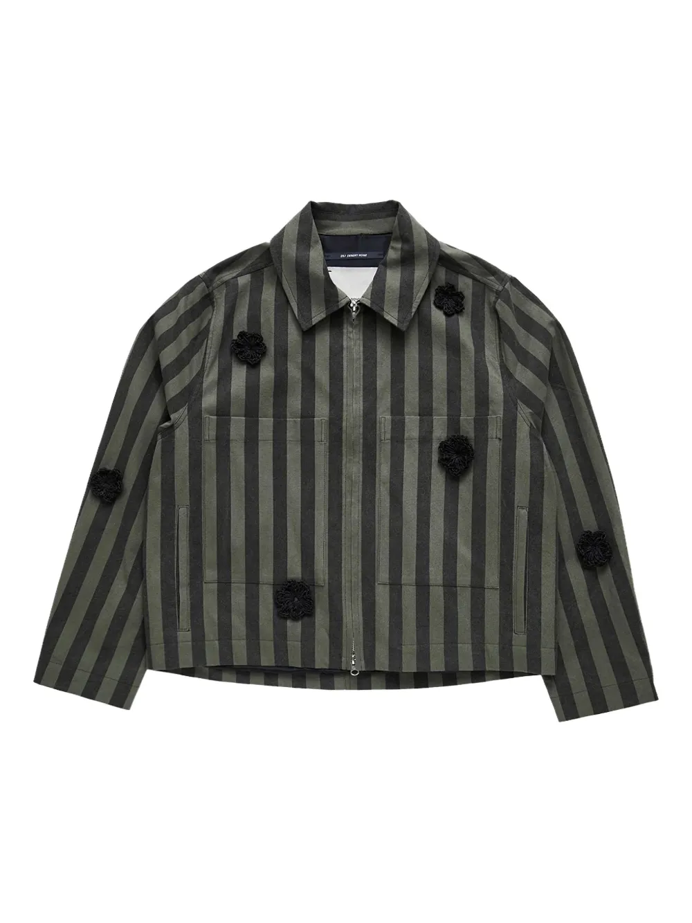 Song For The Mute Daisy Crop Patch Pocket Jacket Green In Black