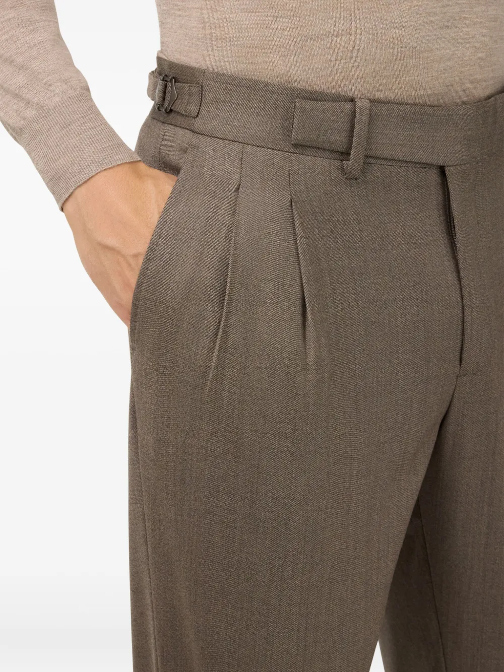 Boggi Milano Wollen pak met visgraatpatroon Bruin