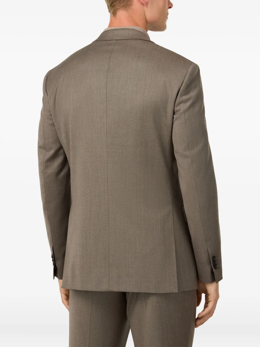 Boggi Milano Wollen pak met visgraatpatroon Bruin