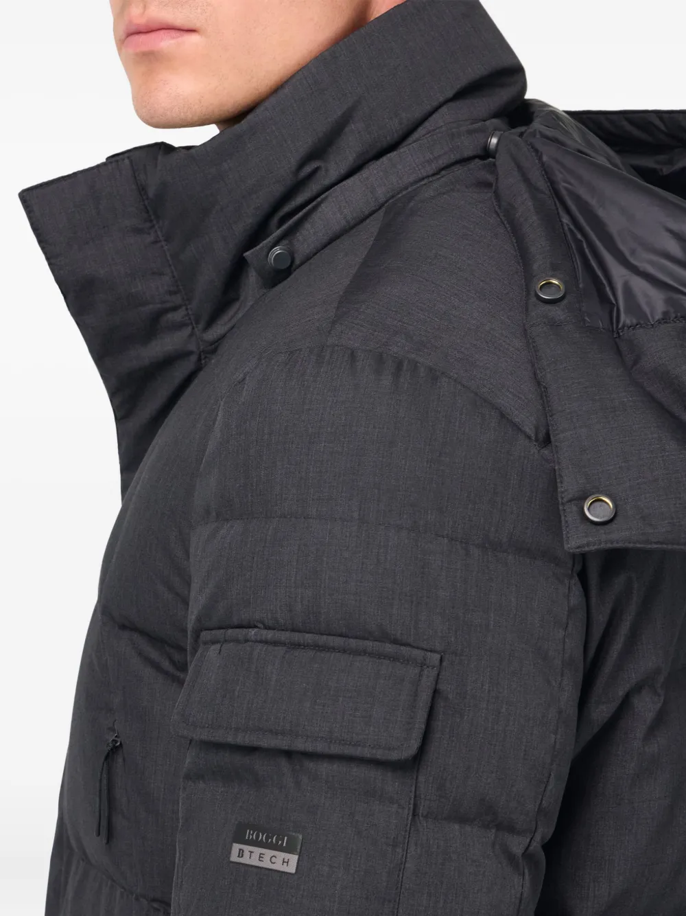 Boggi Milano Hooded Padded Jacket In Blue