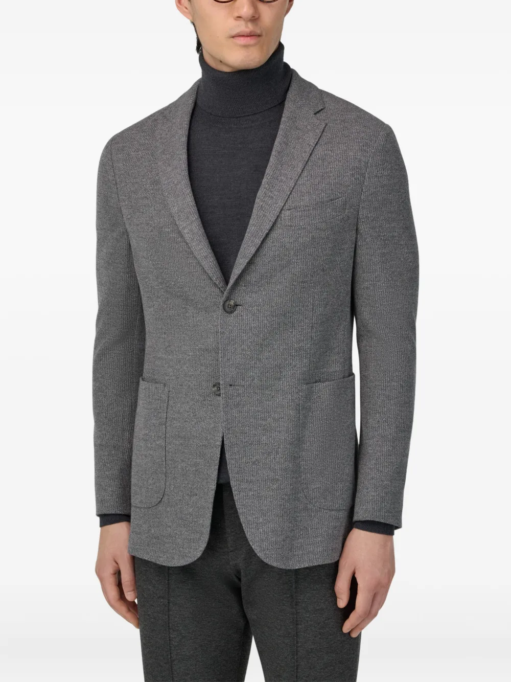 Boggi Milano Gebreide blazer met opgestikte zak Grijs