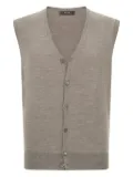 Boggi Milano merino wool mother-of-pearl button vest - Grey