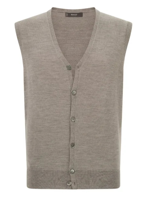 Boggi Milano merino wool mother-of-pearl button vest