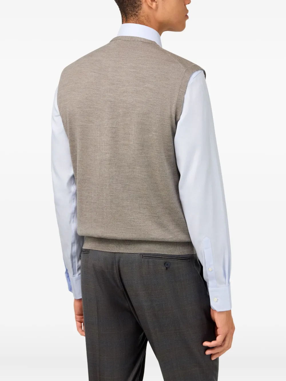 Boggi Milano Merino Wool Mother-of-pearl Button Vest In Gray