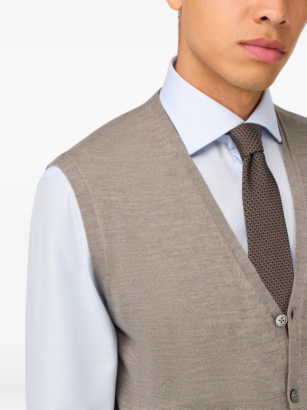 Boggi Milano Merino Wool Mother-of-pearl Button Vest In Gray