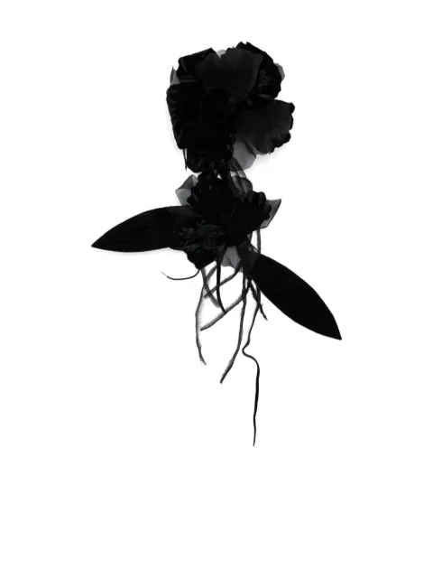 Alberta Ferretti rose-detail frayed-edges  brooch