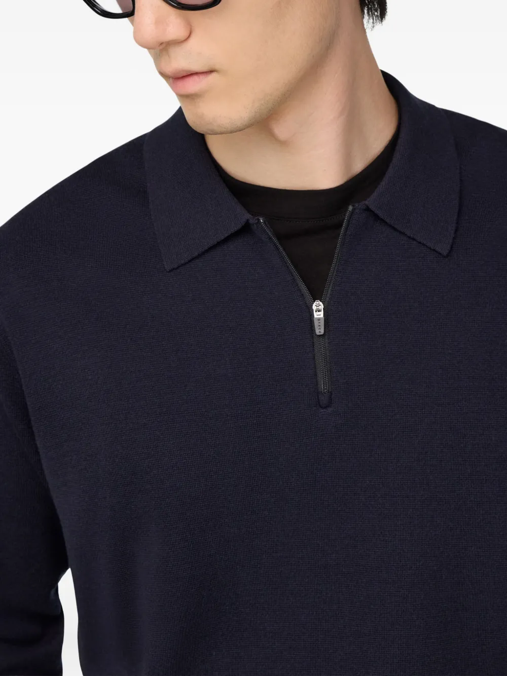 Boggi Milano Trui met halve rits en polokraag Blauw