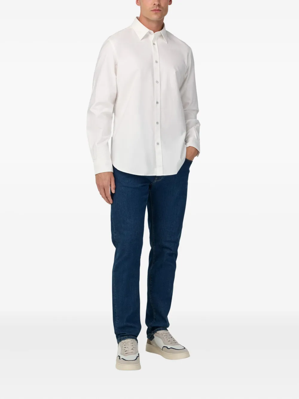 Boggi Milano Oxford Cotton Shirt In White