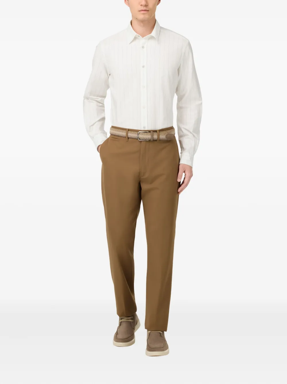 Boggi Milano Pinstripe-pattern Oxford Shirt In White