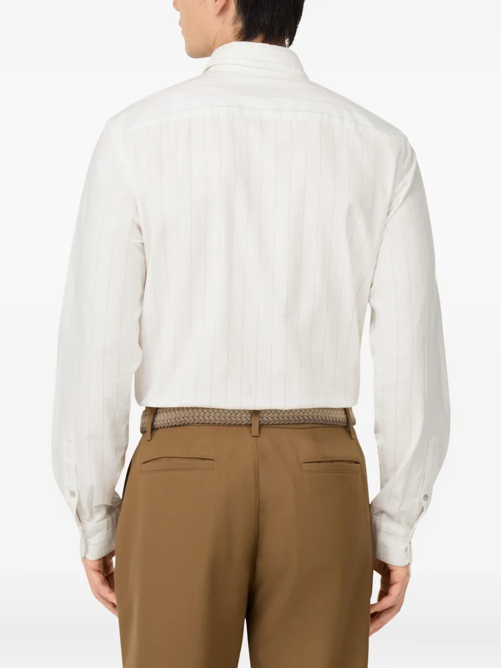 Boggi Milano Pinstripe-pattern Oxford Shirt In White