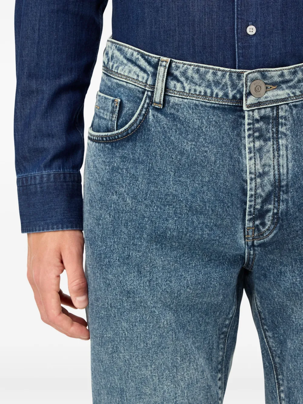 Boggi Milano Jeans met vijf zakken Blauw