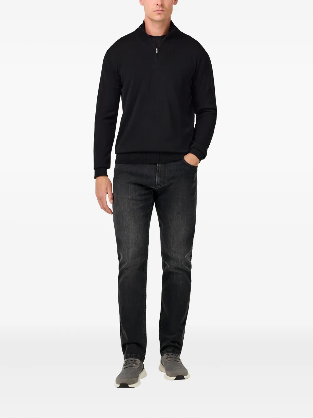 Boggi Milano Jeans met vijf zakken - Zwart
