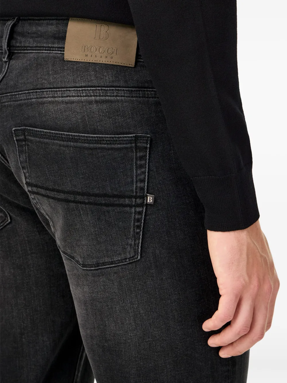 Boggi Milano Jeans met vijf zakken Zwart