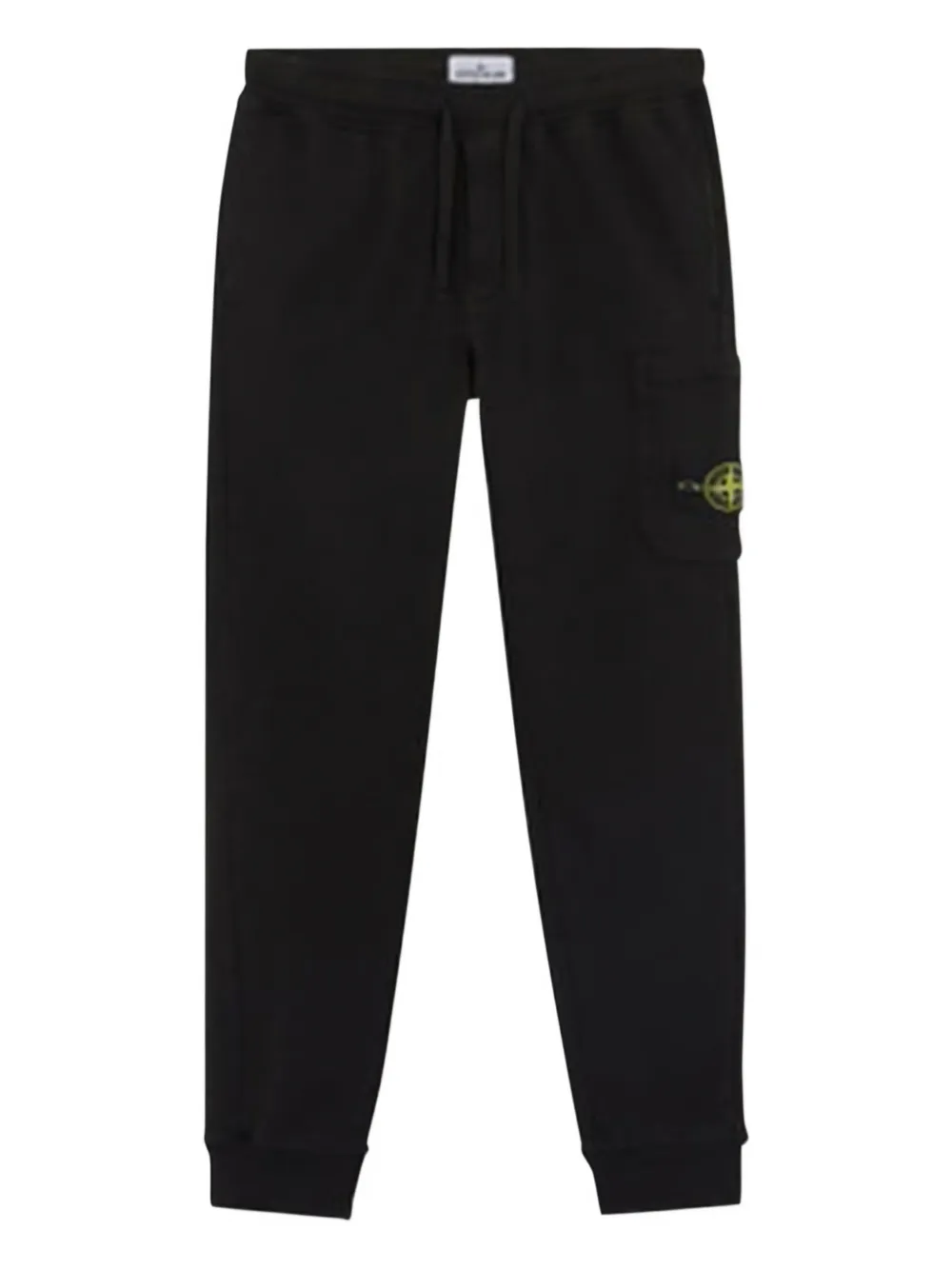 Stone Island Cotton Fleece Sweatpants With Elasticated Waistband In Black