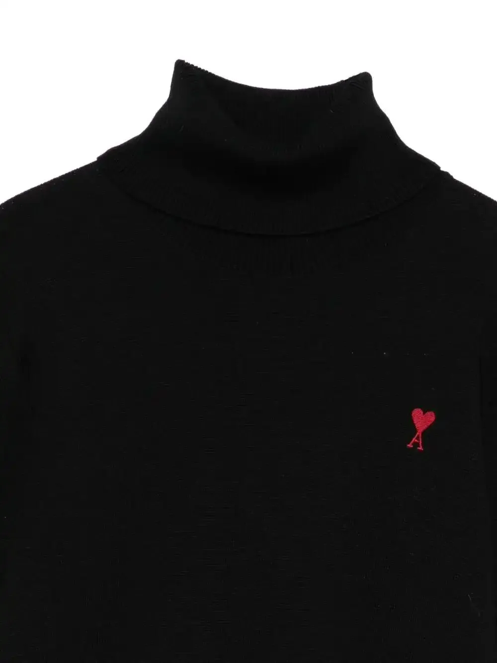  Ami Paris De Coeur Monogram Logo-embroidered Roll-neck Sweater - Black 