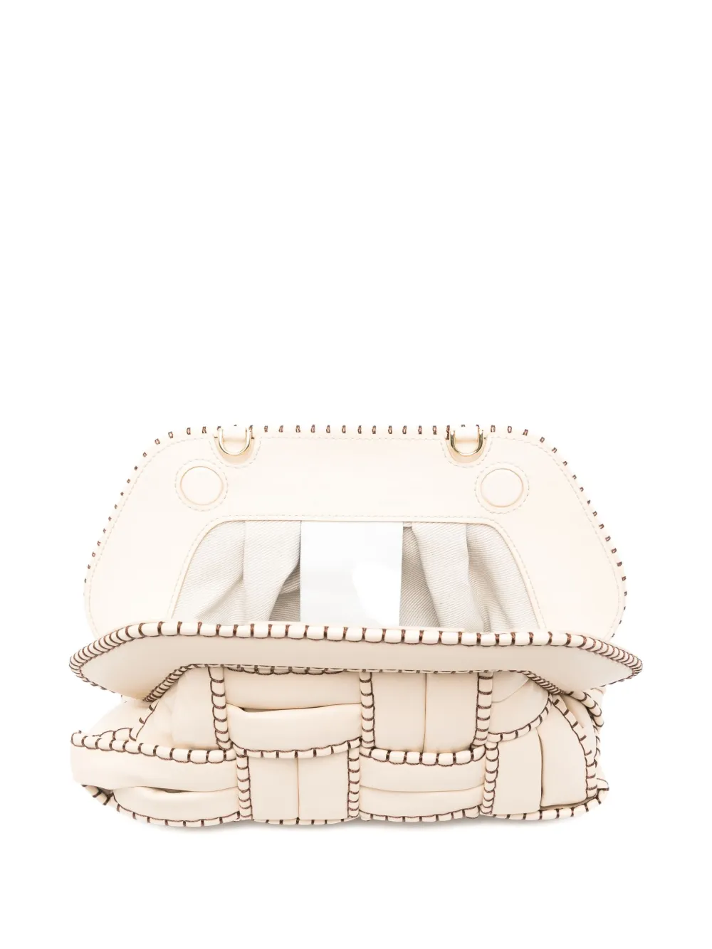 Themoirè Tia Woven Clutch Detachable Strap In Neutral