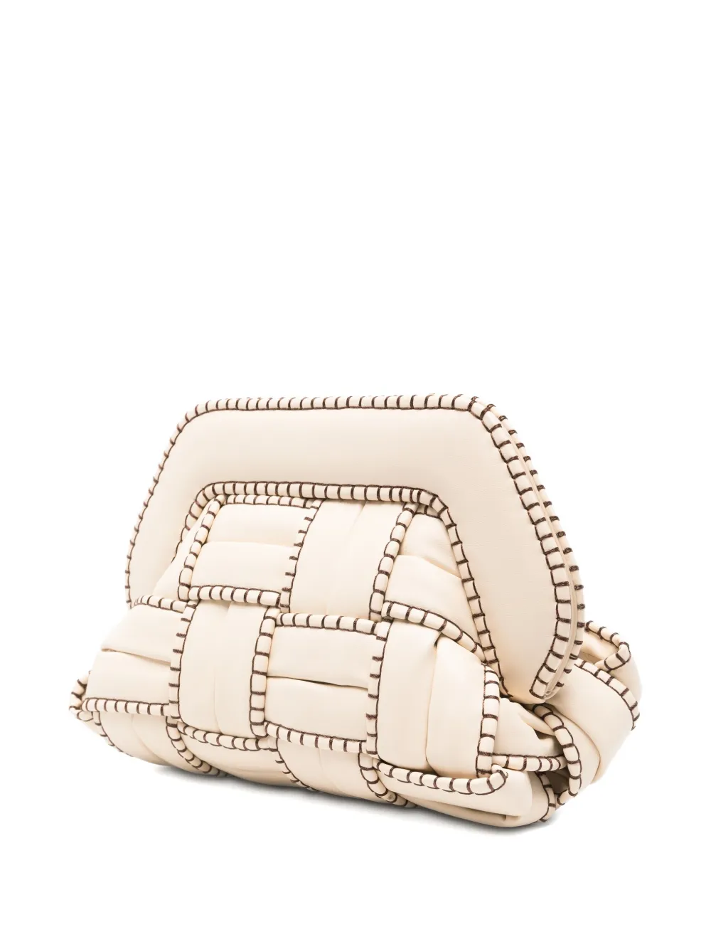 Themoirè Tia Woven Clutch Detachable Strap In Neutral