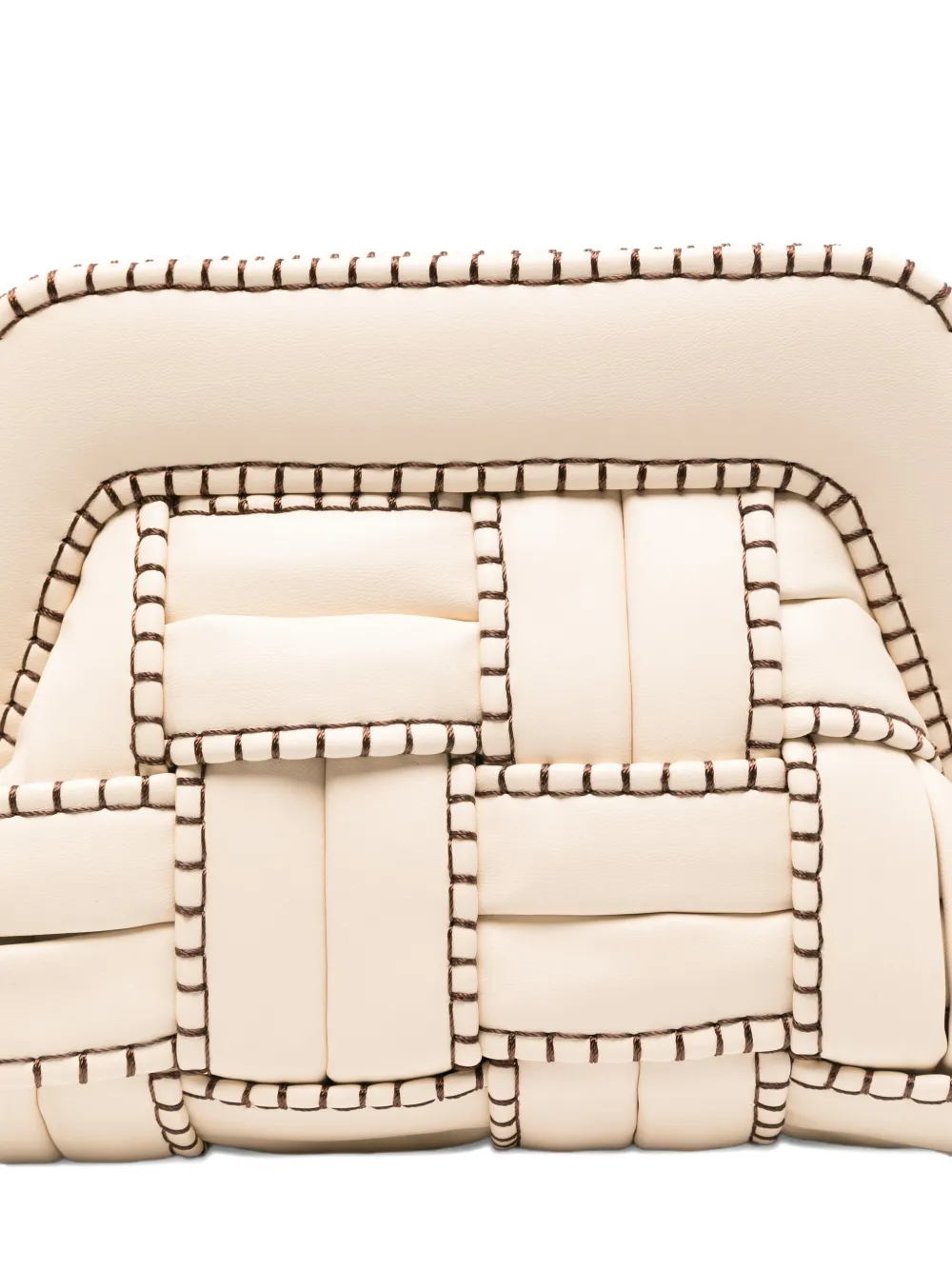 Themoirè Tia Woven Clutch Detachable Strap In Neutral