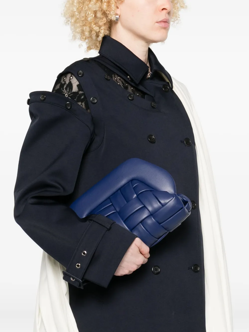 Themoirè clasp-fastening clutch bag - Blauw