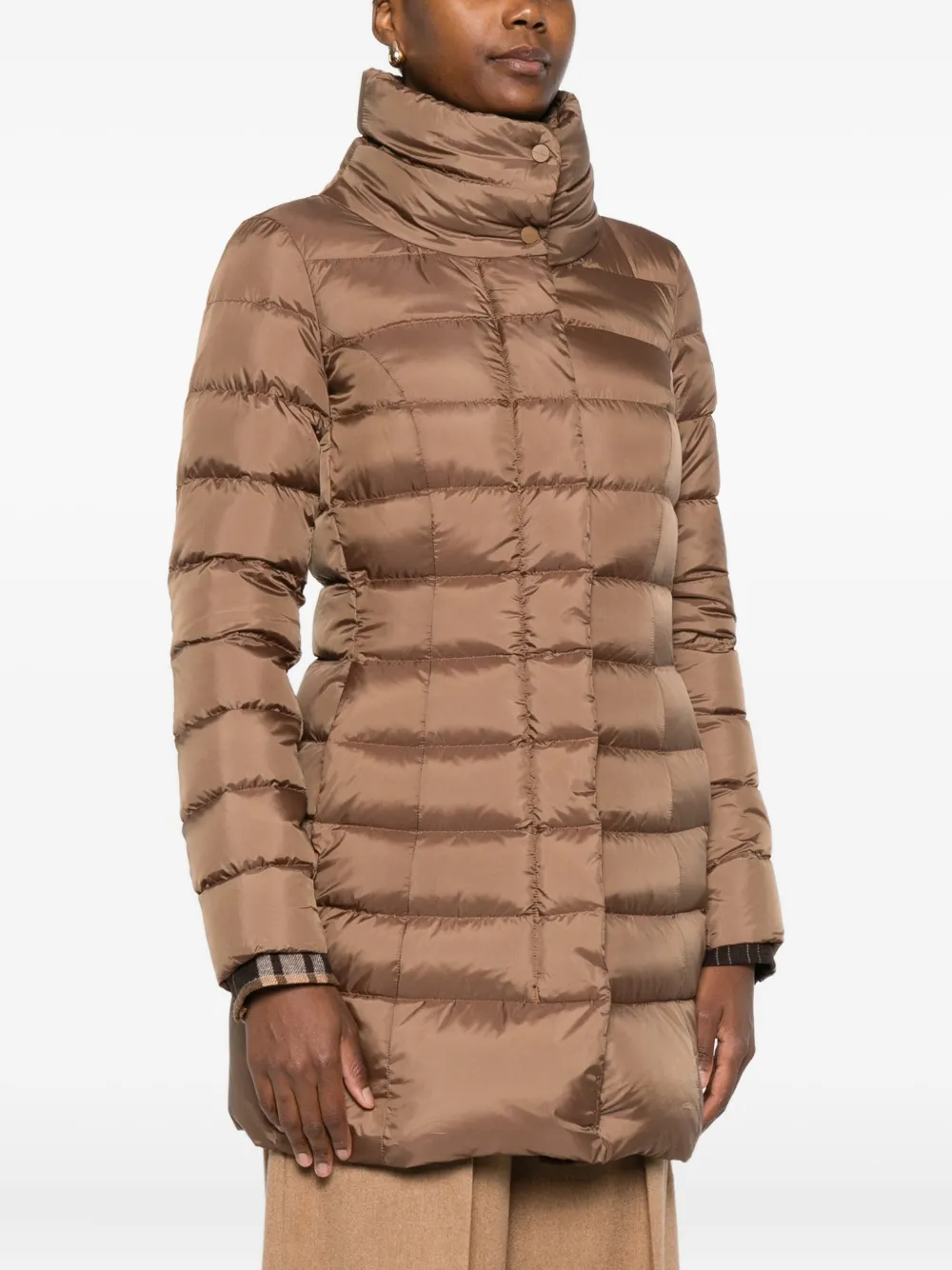 Peuterey Quilted High-neck Coat In Brown