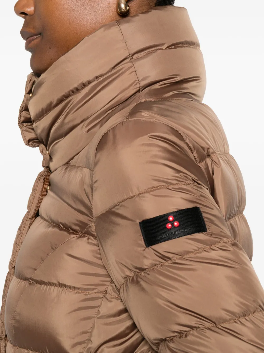 Peuterey Quilted High-neck Coat In Brown