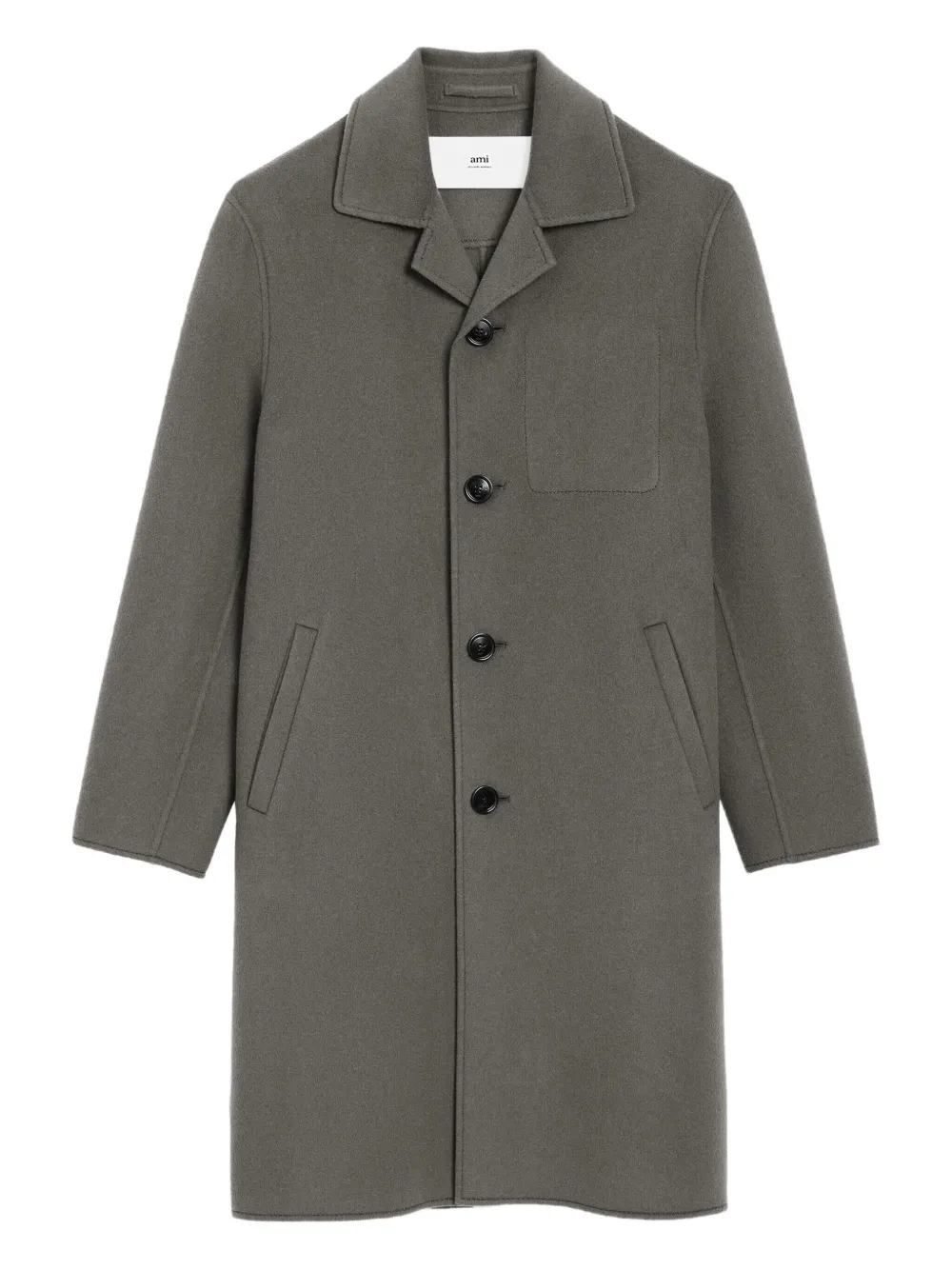 AMI Paris heart-embroidered wool coat - グレー AMI Paris heart-embroidered wool coat - グレー