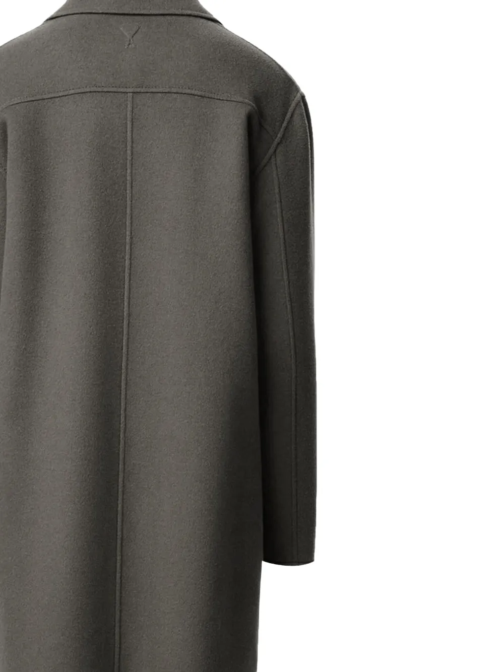 Ami Alexandre Mattiussi Heart-embroidered Wool Coat In Gray