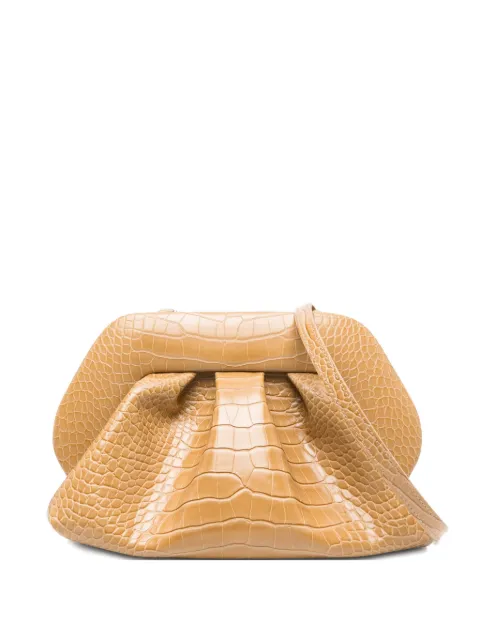 Themoirè pleated crocodile-effect clutch bag
