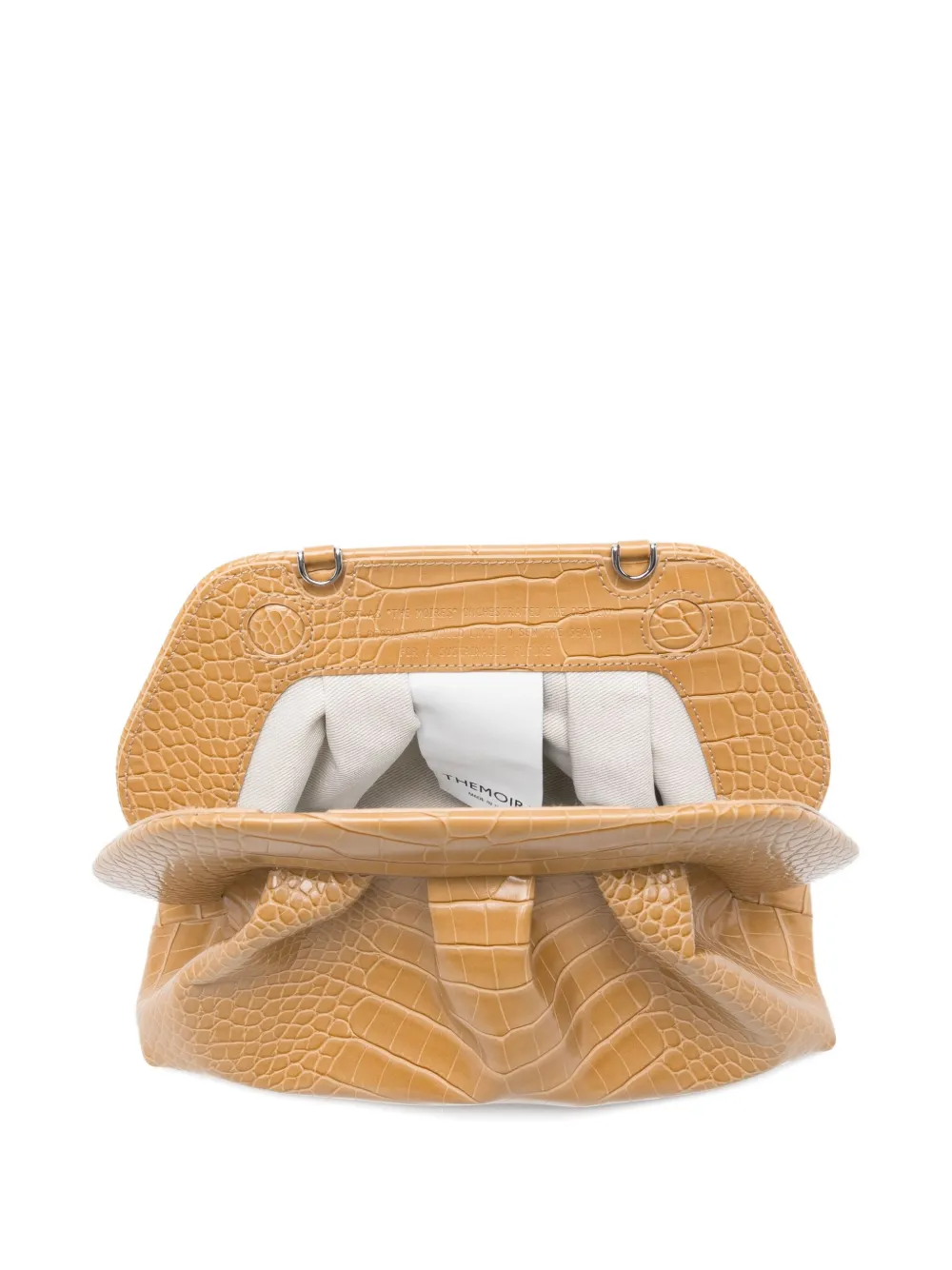 Themoirè Pleated Crocodile-effect Clutch Bag In Yellow