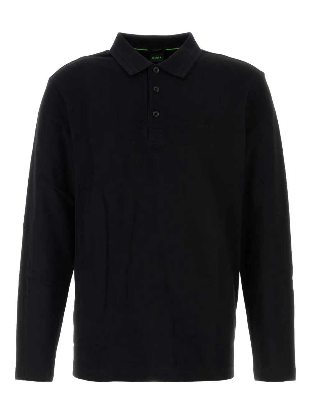 BOSS long-sleeve piquet polo shirt | Black | Image 1