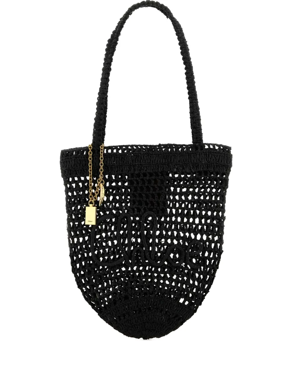 Chloé small Summer Banana shopping raffia beach bag - ブラック Chloé small Summer Banana shopping raffia beach bag - ブラック