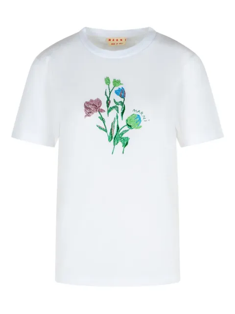 Marni floral-embroidered crewneck T-shirt