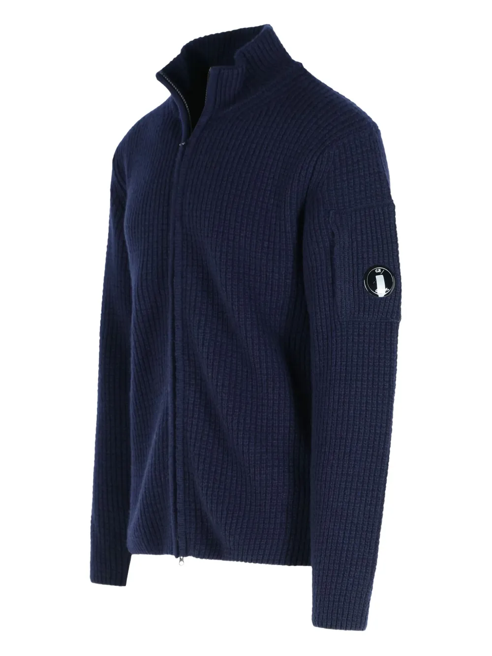 C.p. Company C.p.company Ribbed Jacket With High Neck And Zip Front In Blue