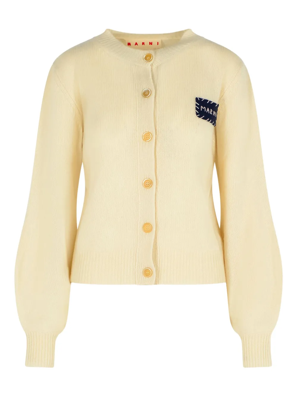 Marni Long-sleeved Knitted Cardigan In Neutral