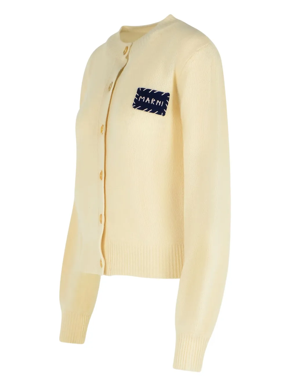 Marni Long-sleeved Knitted Cardigan In Neutral