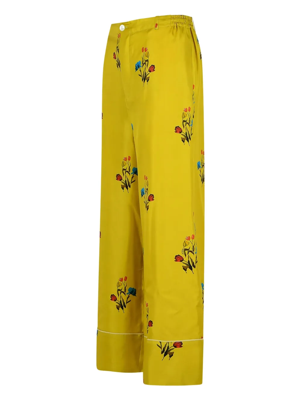 Marni Straight broek met elastische tailleband en bloemenprint - Geel