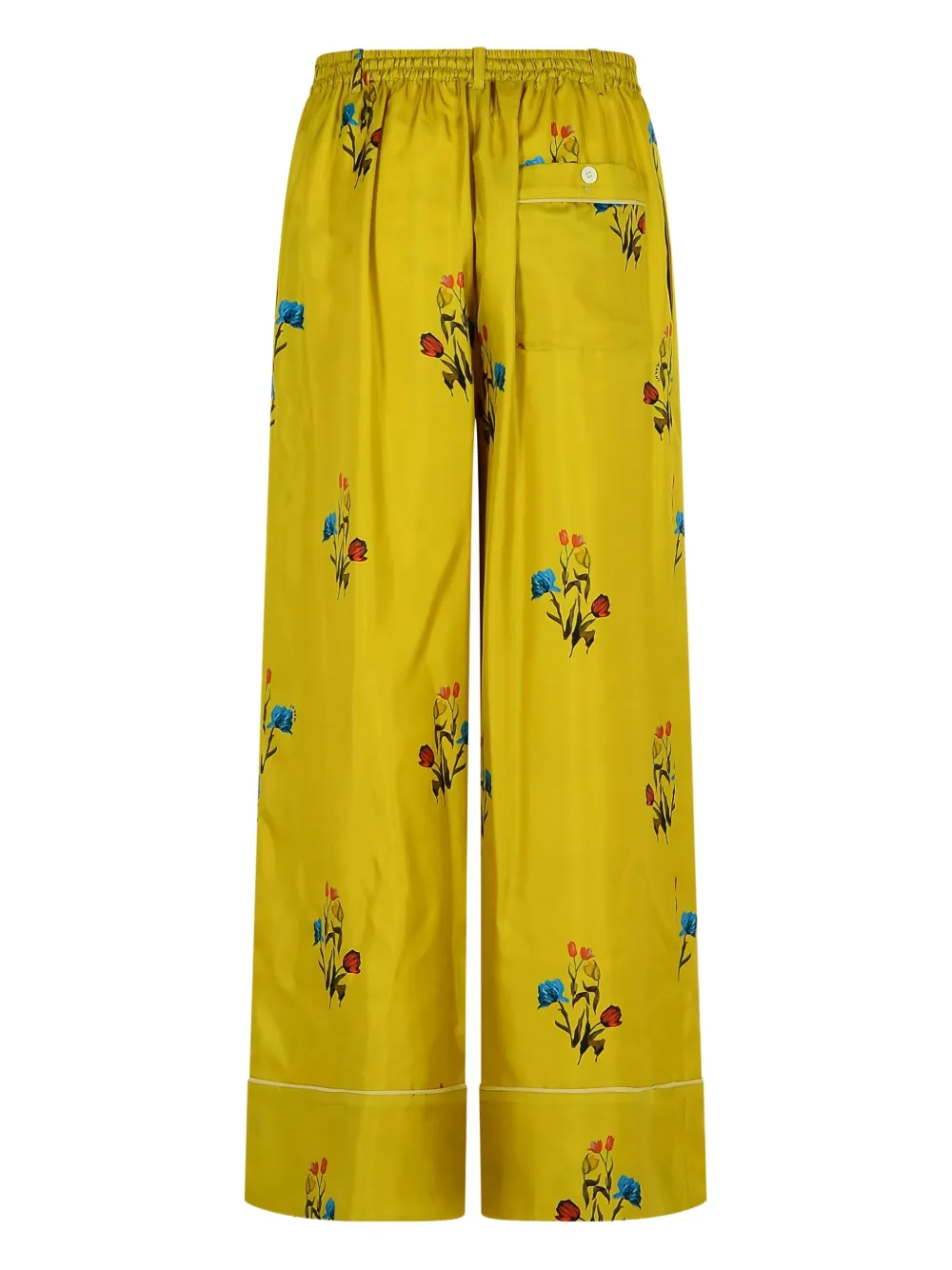 Marni Floral-print Elastic-waistband Straight Trousers In Yellow
