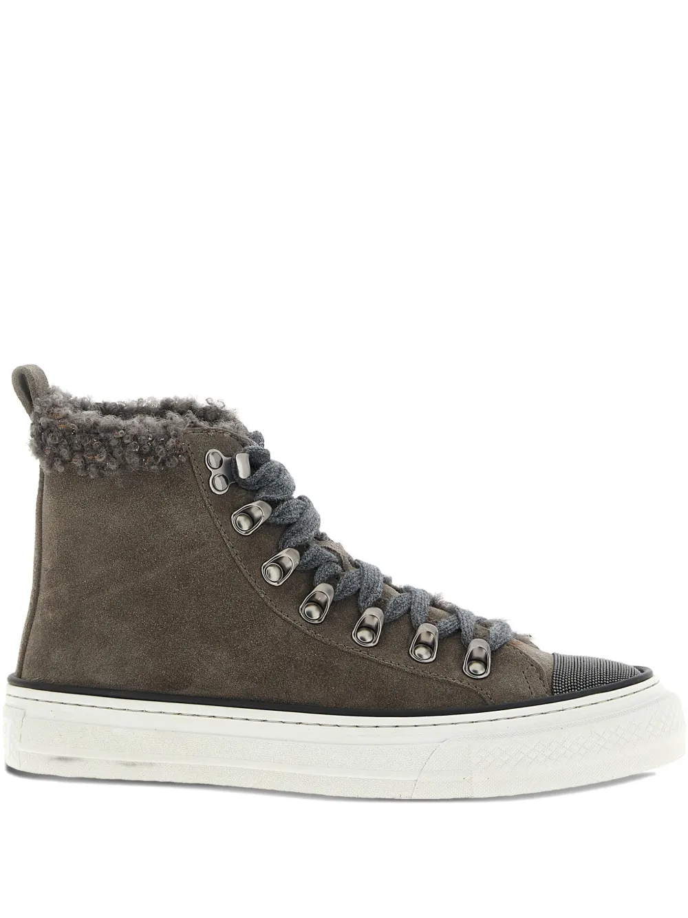 Brunello Cucinelli shearling-trim sneakers Grey