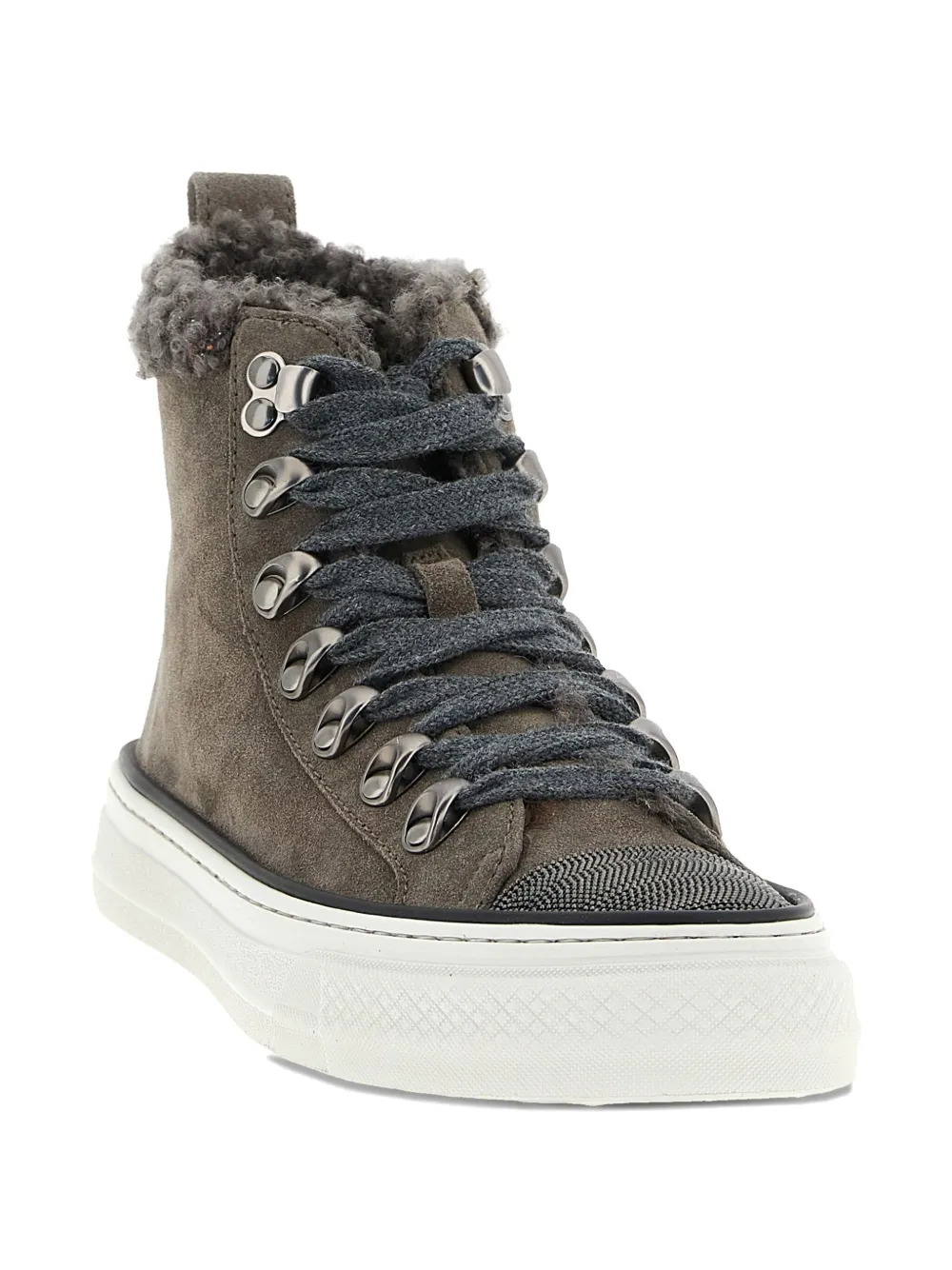 Brunello Cucinelli shearling-trim sneakers Grey