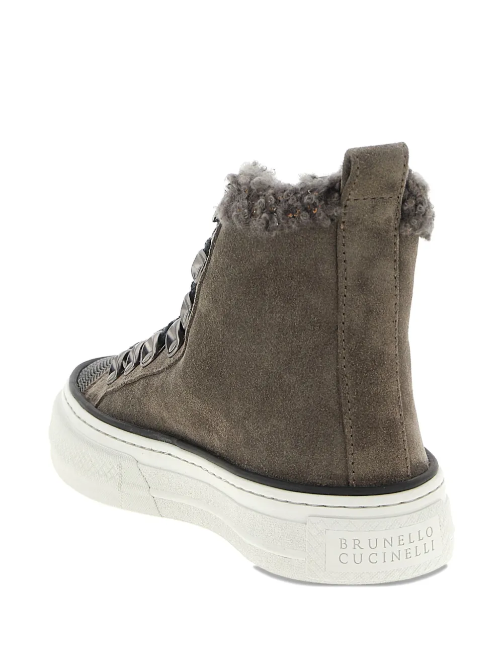 Brunello Cucinelli shearling-trim sneakers Grey