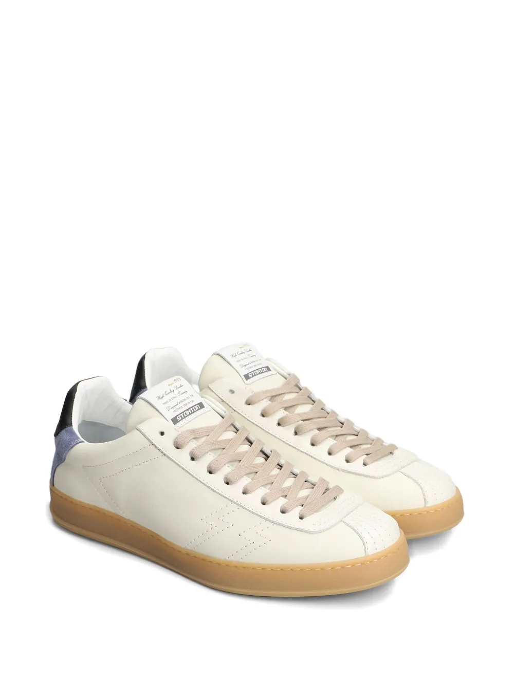 Stkn Suede-panel Leather Sneakers In White